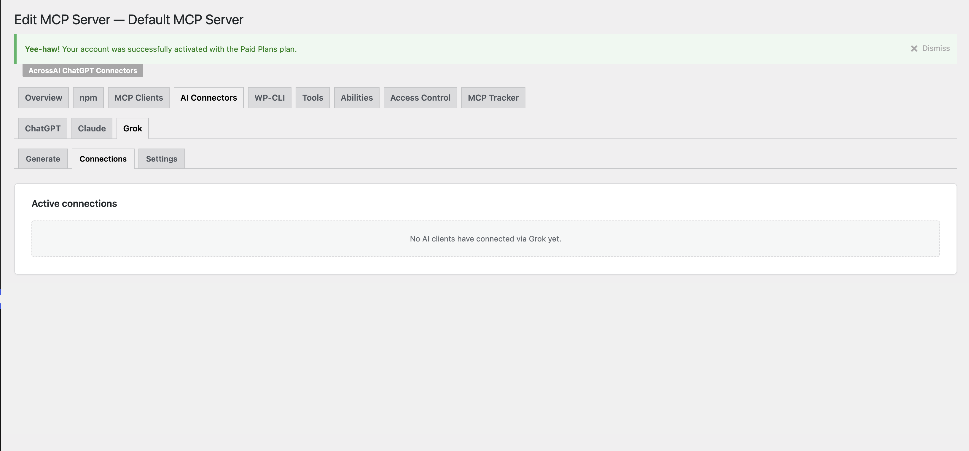 Active connections table with Revoke tokens, Delete client and Revoke from all servers actions