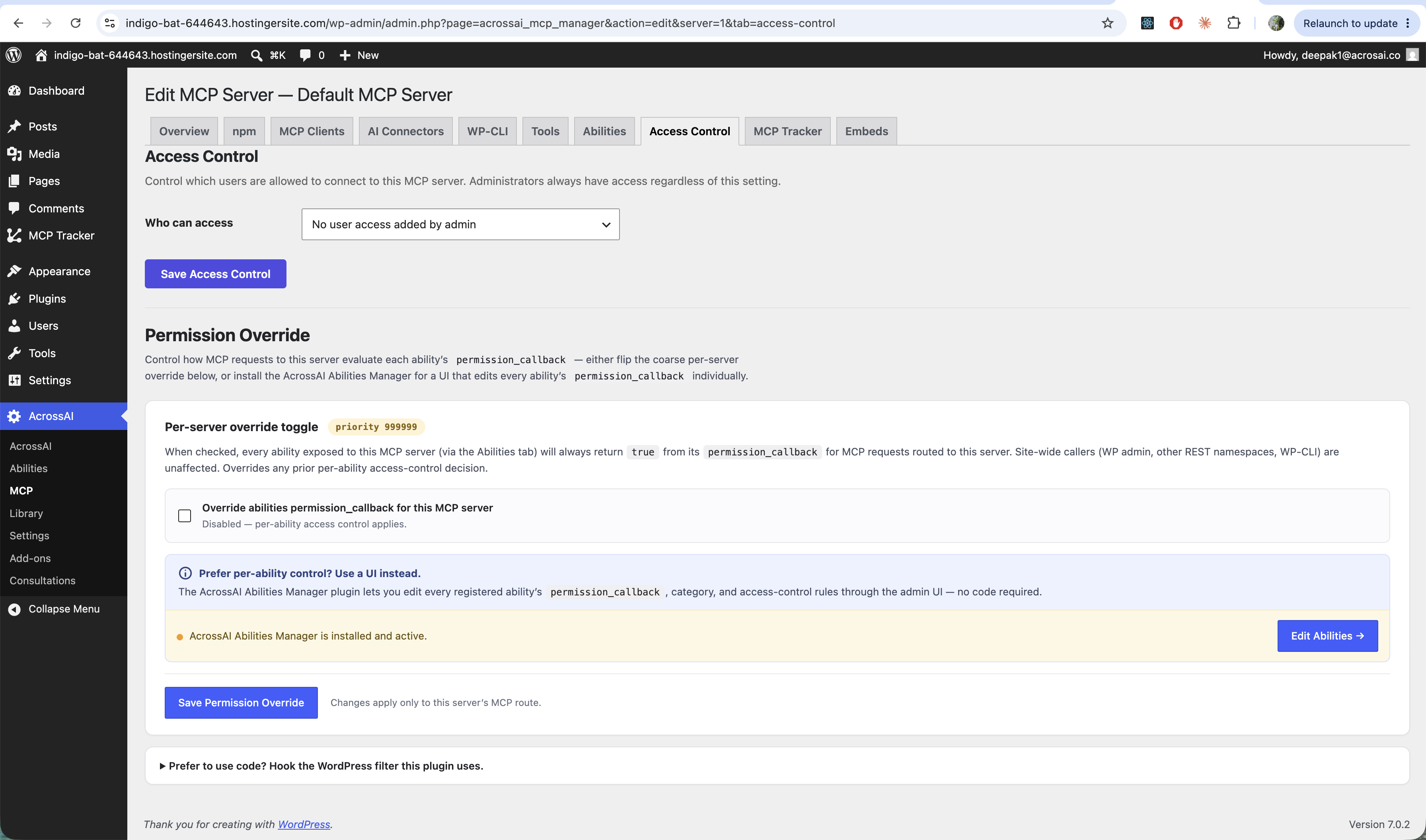 Screenshot 2026 08 03 at 13.03.50 The Access Control tab with a Who can access control and a per-server permission override