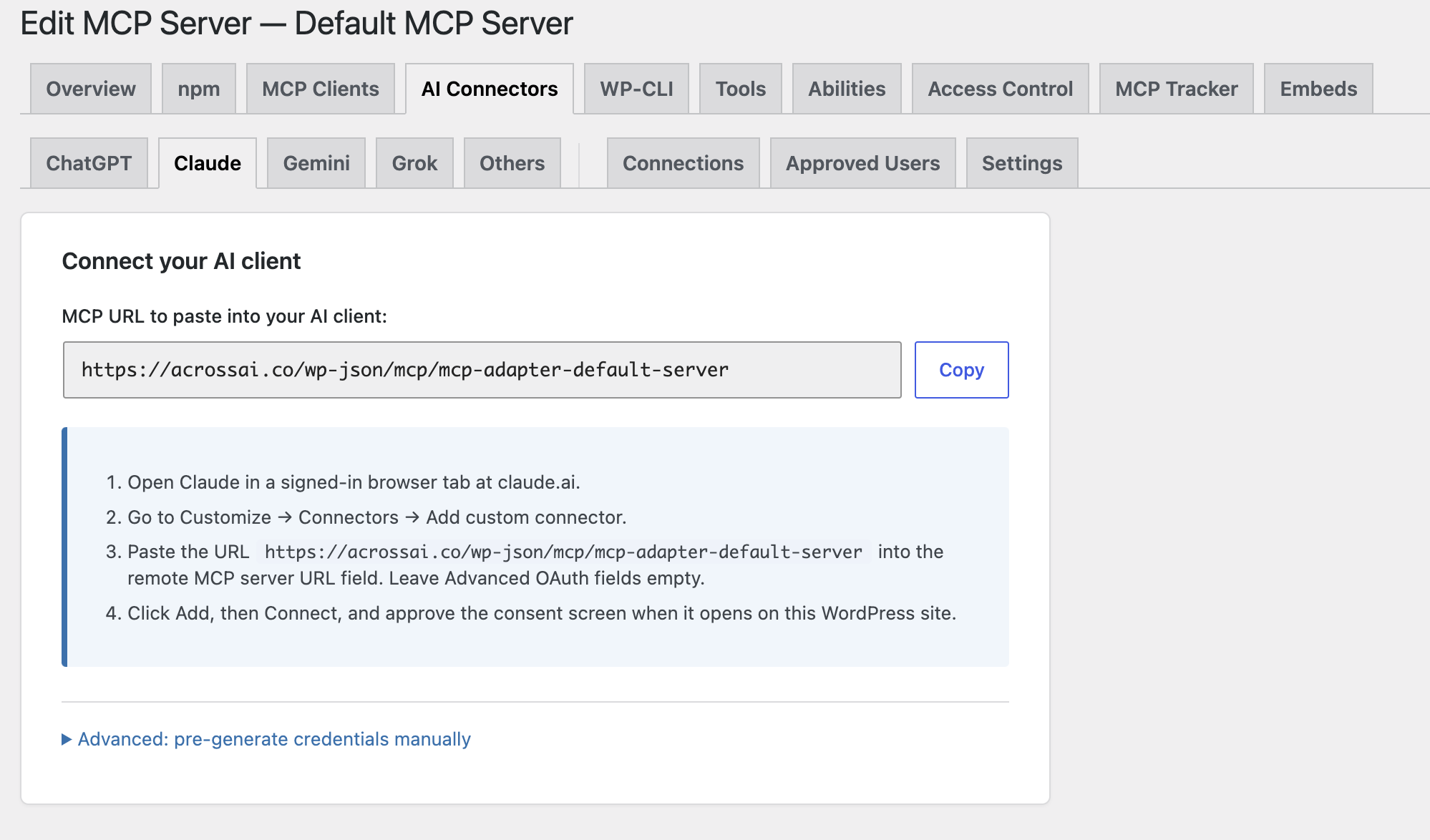 Installing the AI Connectors add-on from the AI Connectors tab