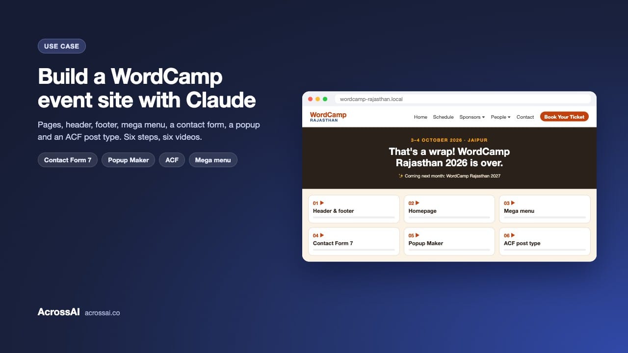 How I Built a WordCamp Rajasthan Event Site With Claude